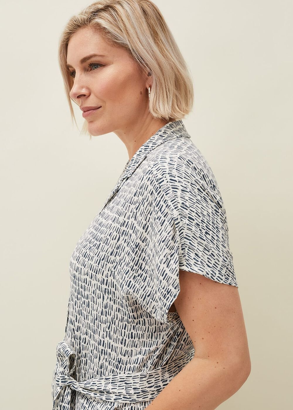 Paige Abstract Print Jumpsuit - Navy/Ivory