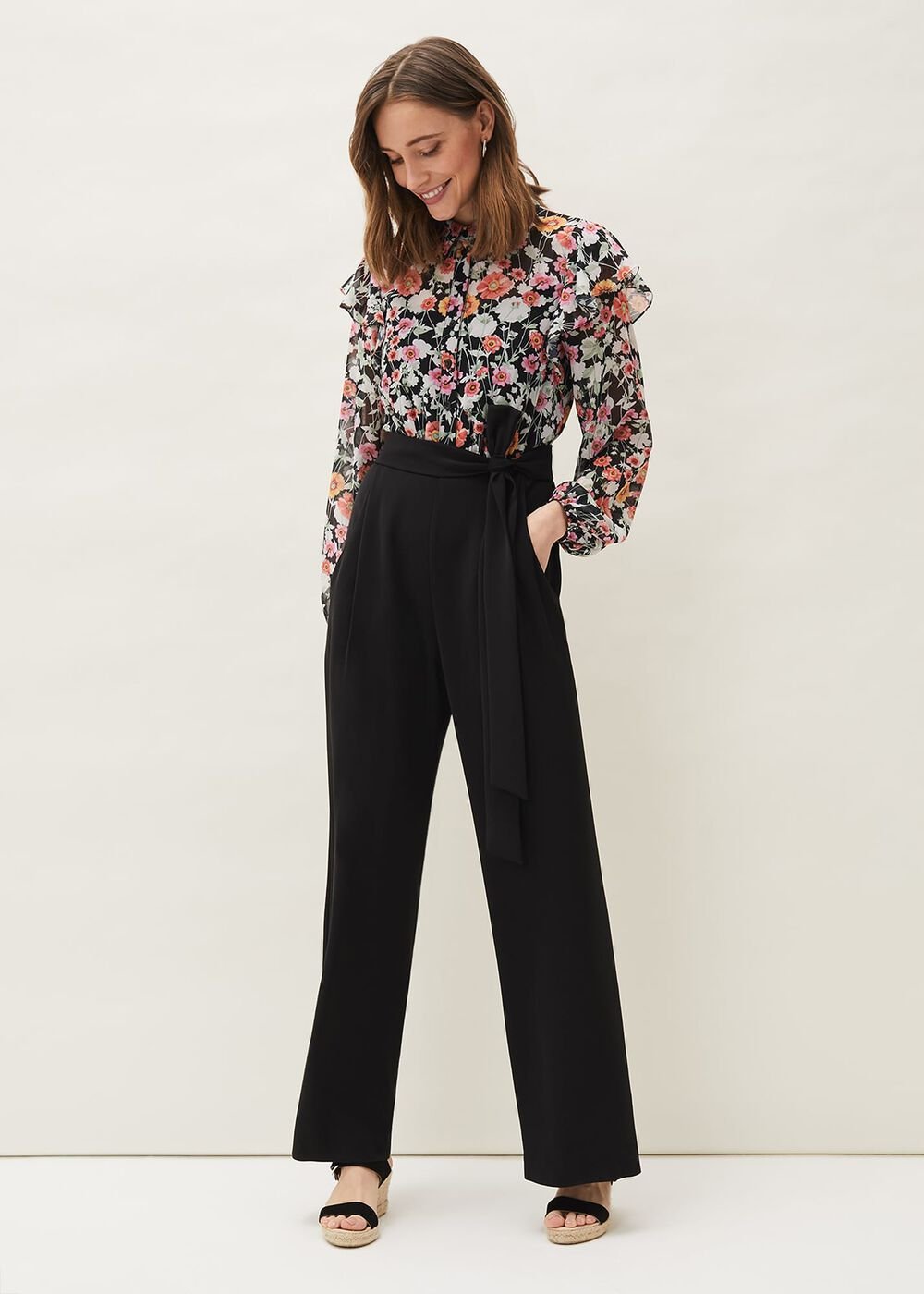 Sophie Floral Print Jumpsuit - Black/Floral