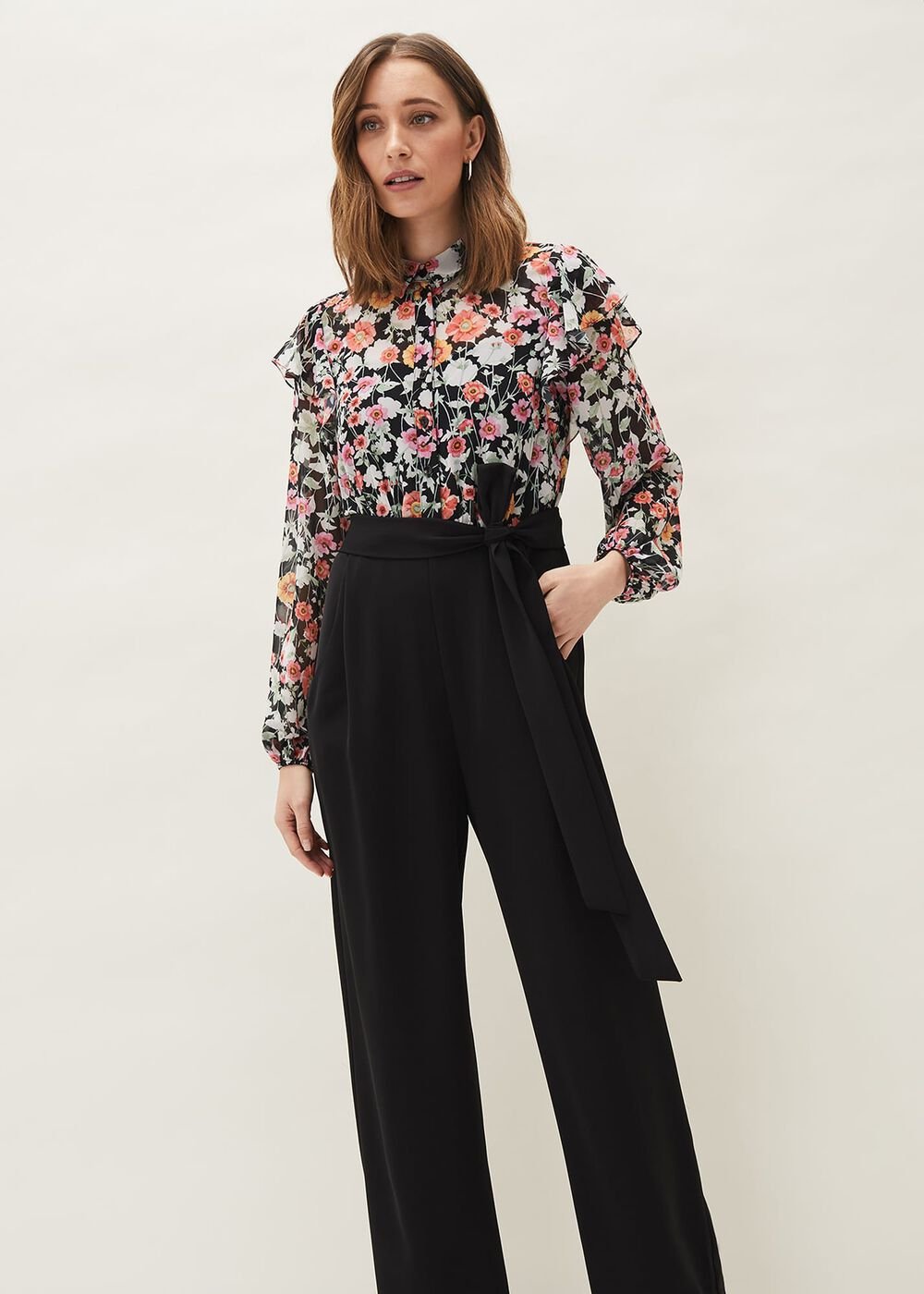 Sophie Floral Print Jumpsuit - Black/Floral