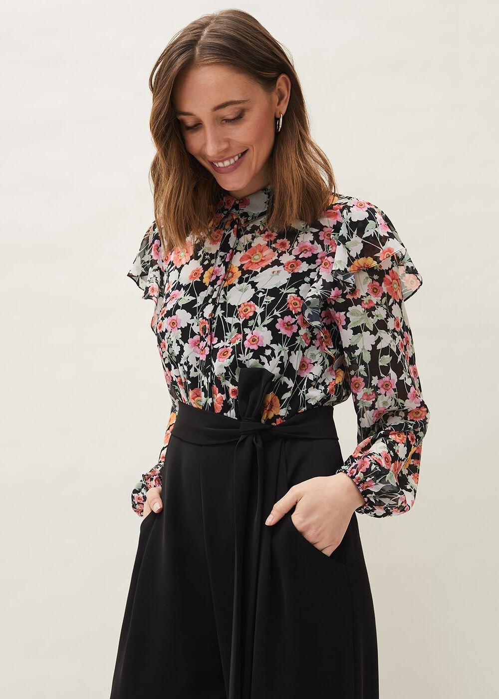 Sophie Floral Print Jumpsuit - Black/Floral