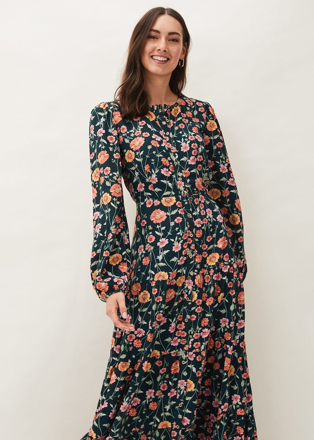 Matilda Floral Midaxi Dress - Forest