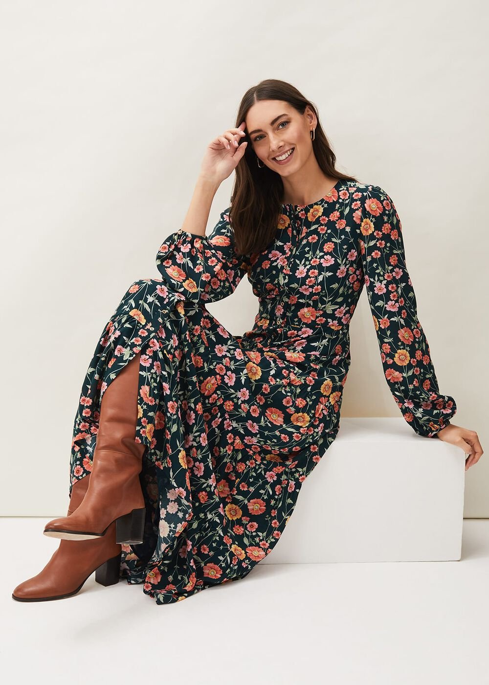 Matilda Floral Midaxi Dress - Forest
