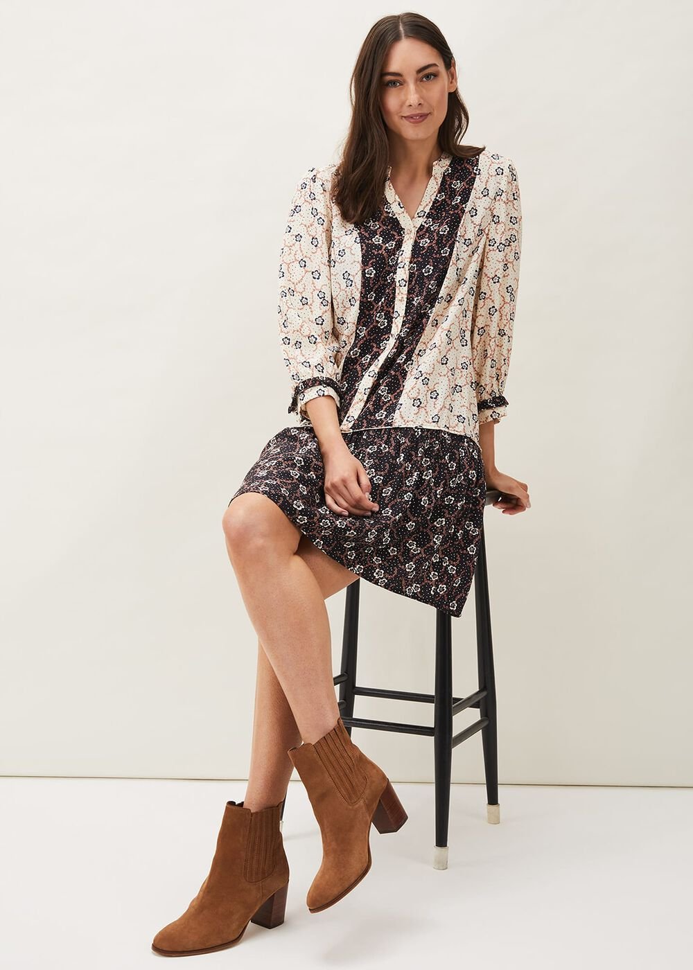 Buttercup Floral Dress - Cream/Black