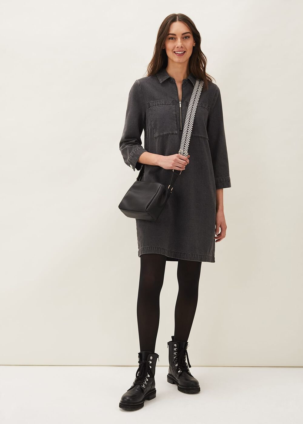 Kirsty Zip Dress - Grey
