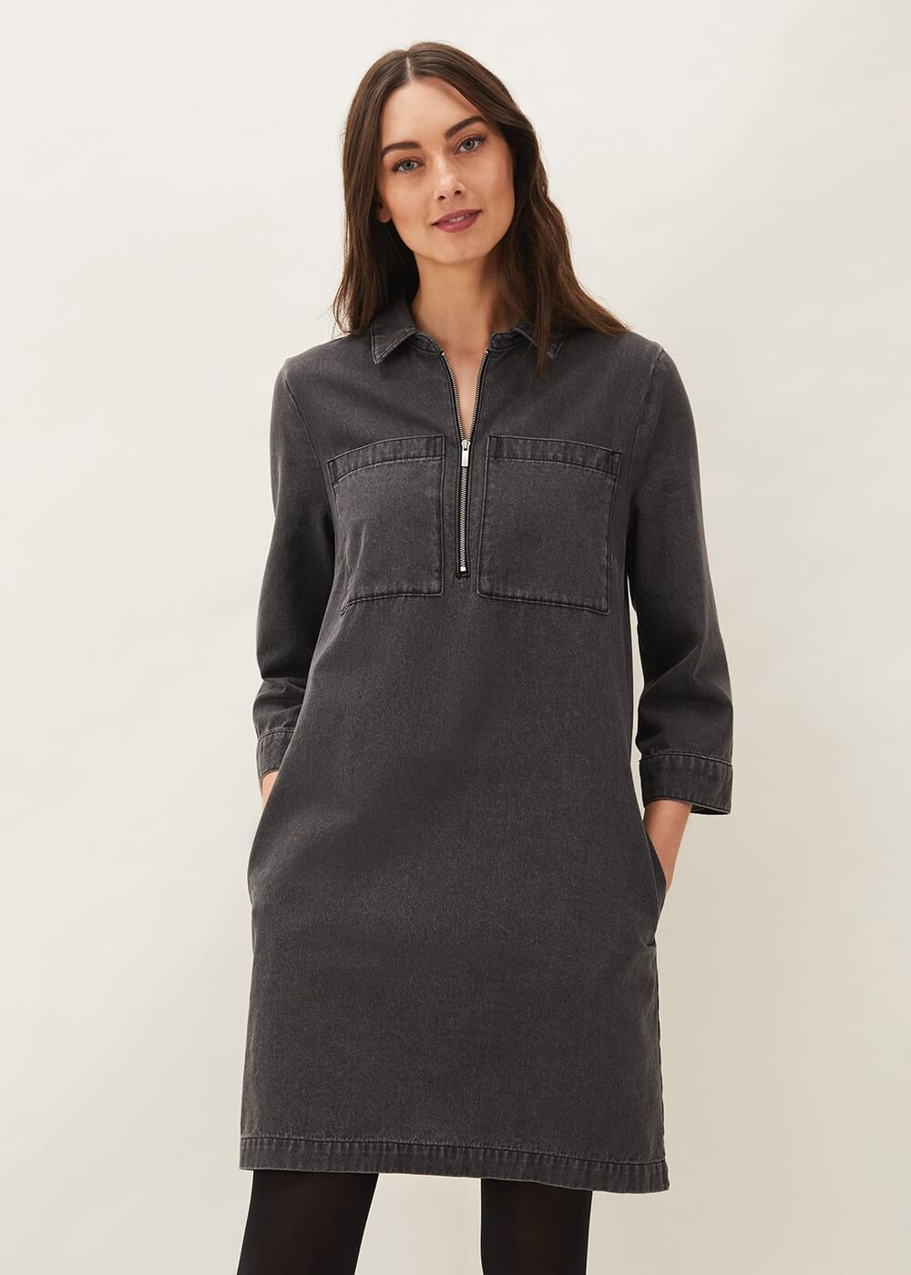 Kirsty Zip Dress - Grey