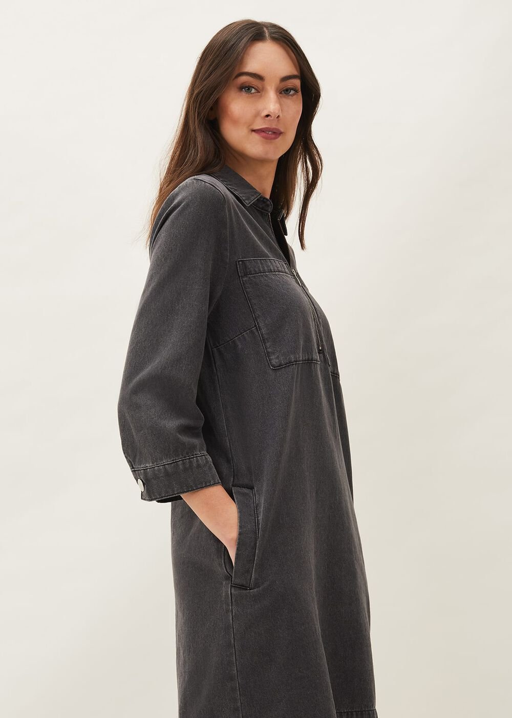 Kirsty Zip Dress - Grey