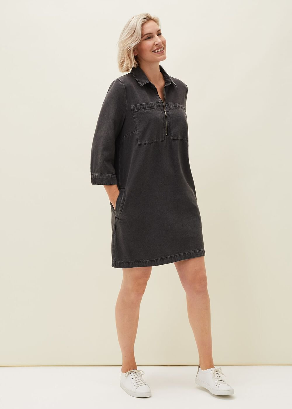 Kirsty Zip Dress - Grey