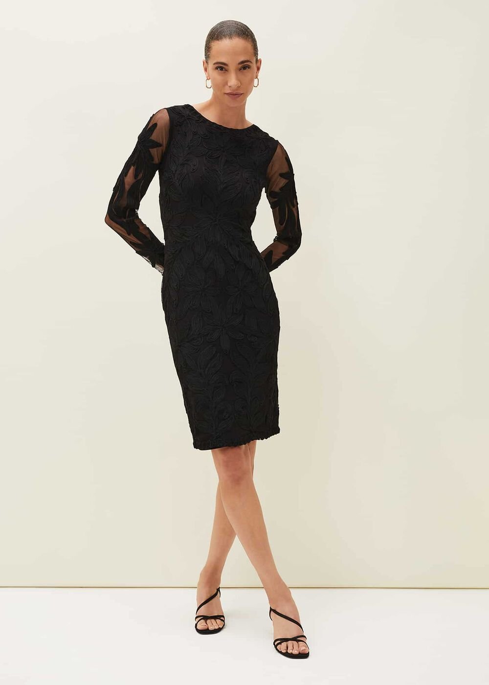 Isobel Tapework Lace Dress - Black