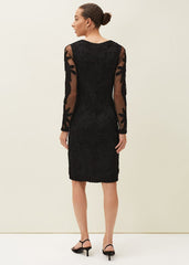 Isobel Tapework Lace Dress - Black