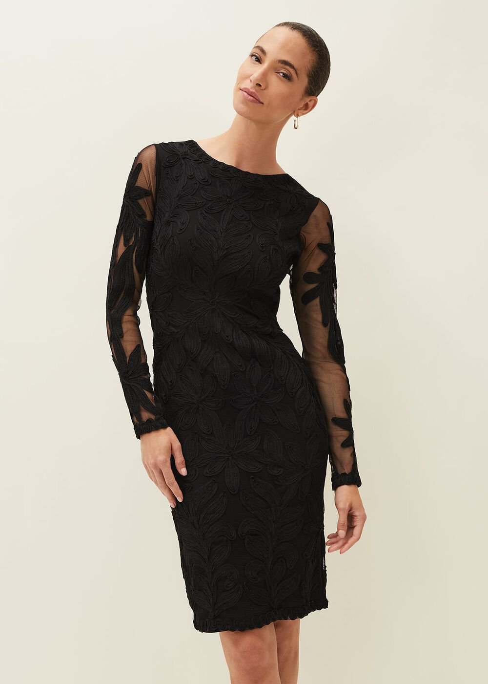 Isobel Tapework Lace Dress - Black