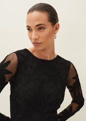 Isobel Tapework Lace Dress - Black