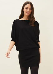Becca Batwing Knitted Dress - Black