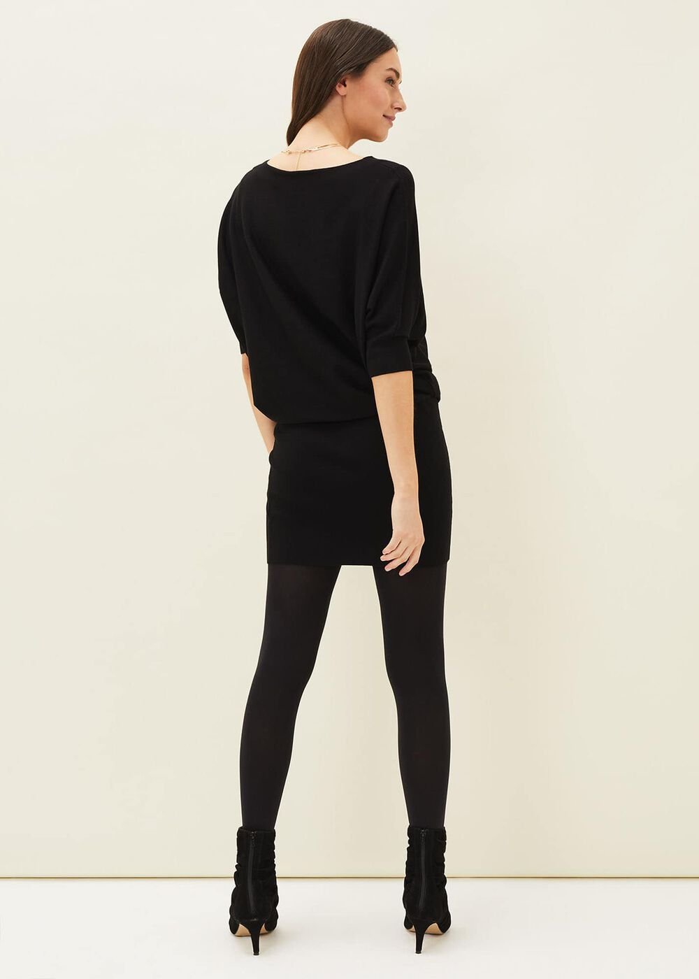 Becca Batwing Knitted Dress - Black