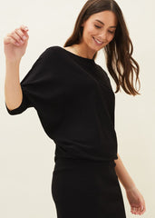 Becca Batwing Knitted Dress - Black