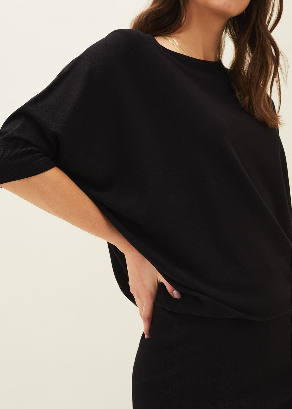 Becca Batwing Knitted Dress - Black