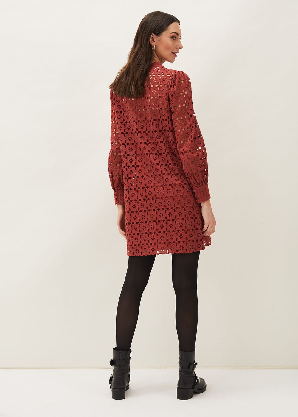 Rihanna Broderie Tunic Dress - Spice