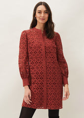 Rihanna Broderie Tunic Dress - Spice