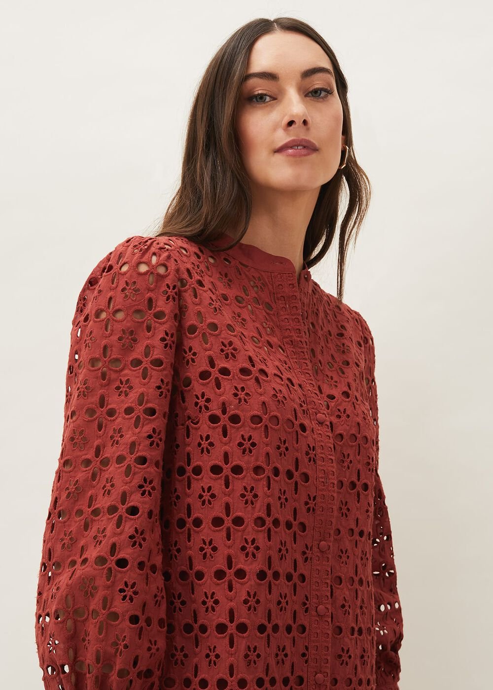 Rihanna Broderie Tunic Dress - Spice