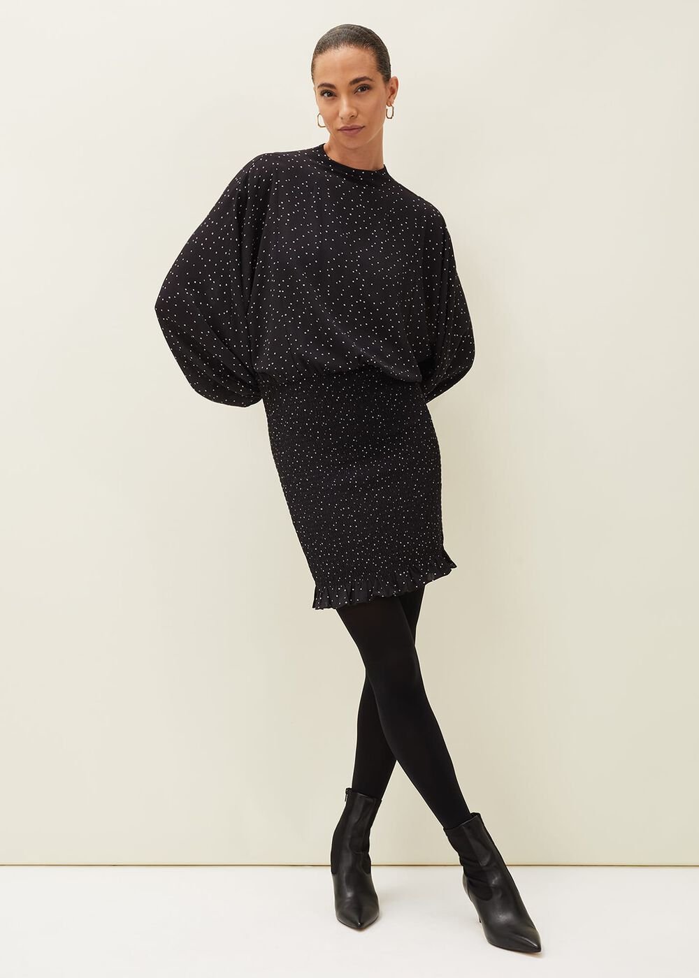 Becca Spot Print Dress - Black/Ivory
