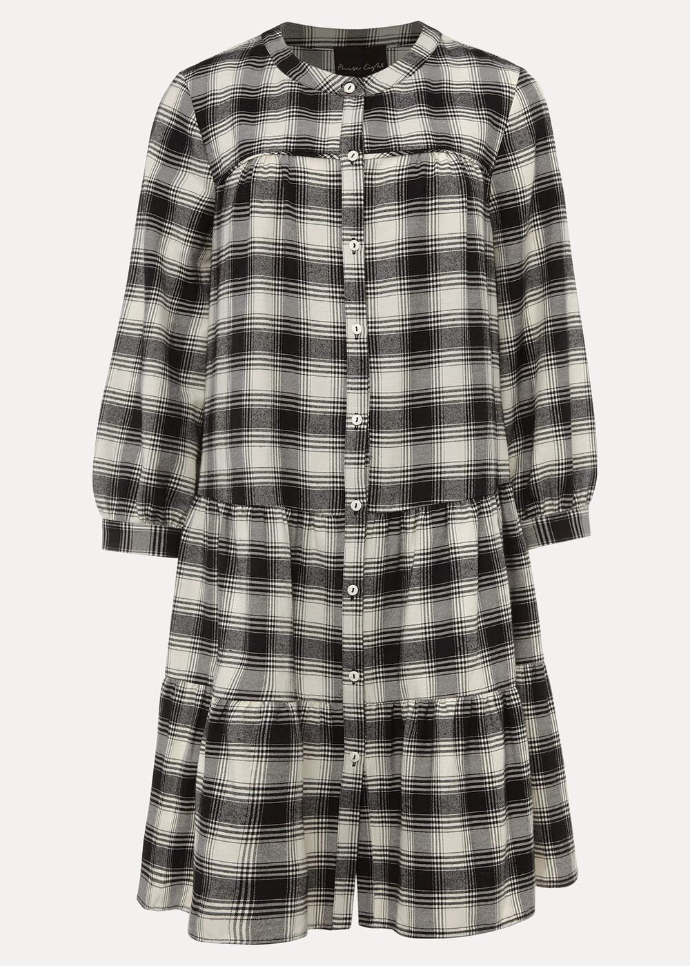 Meriah Check Swing Dress - Black/Ivory