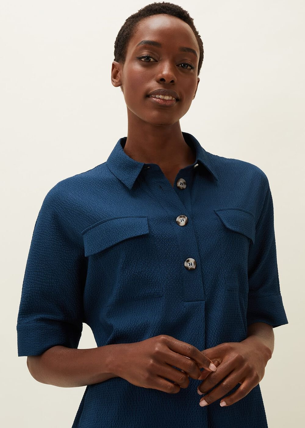 Faye Textured Tunic Dress - Teal