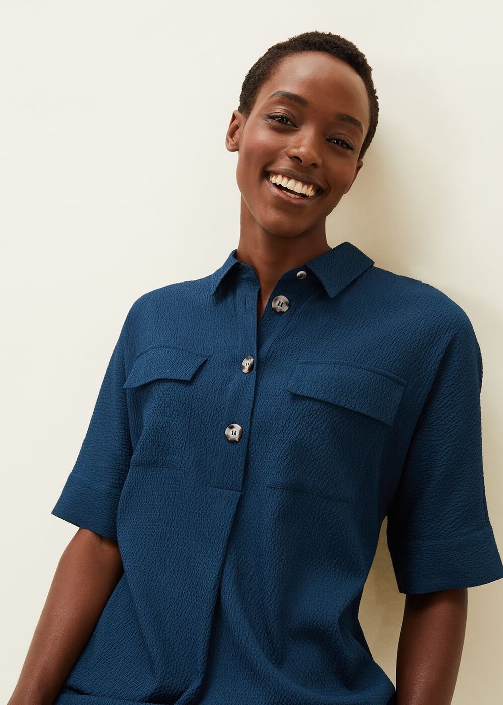 Faye Textured Tunic Dress - Teal
