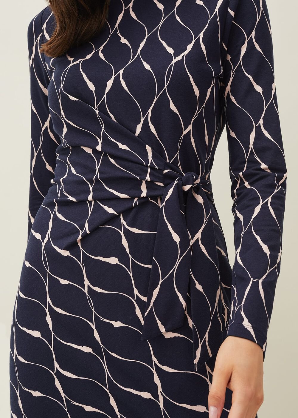 Ally Swirl Midi Dress - Navy