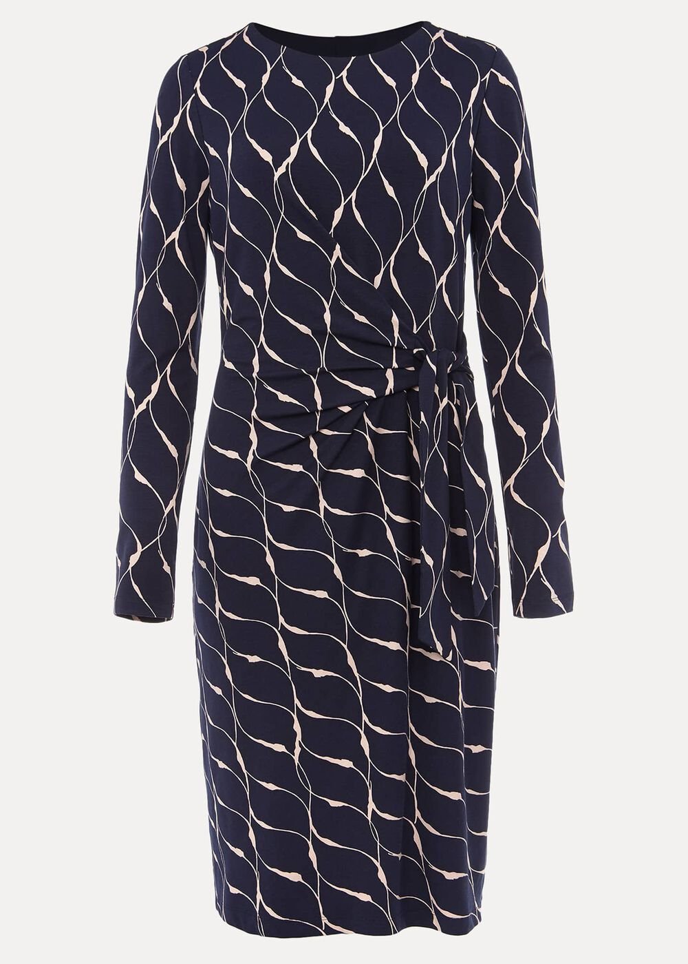Ally Swirl Midi Dress - Navy