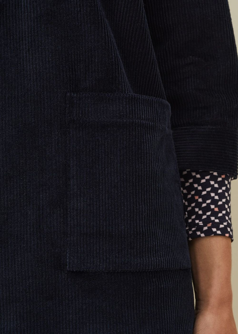 Kirsty Corduroy Zip Front Dress - Navy