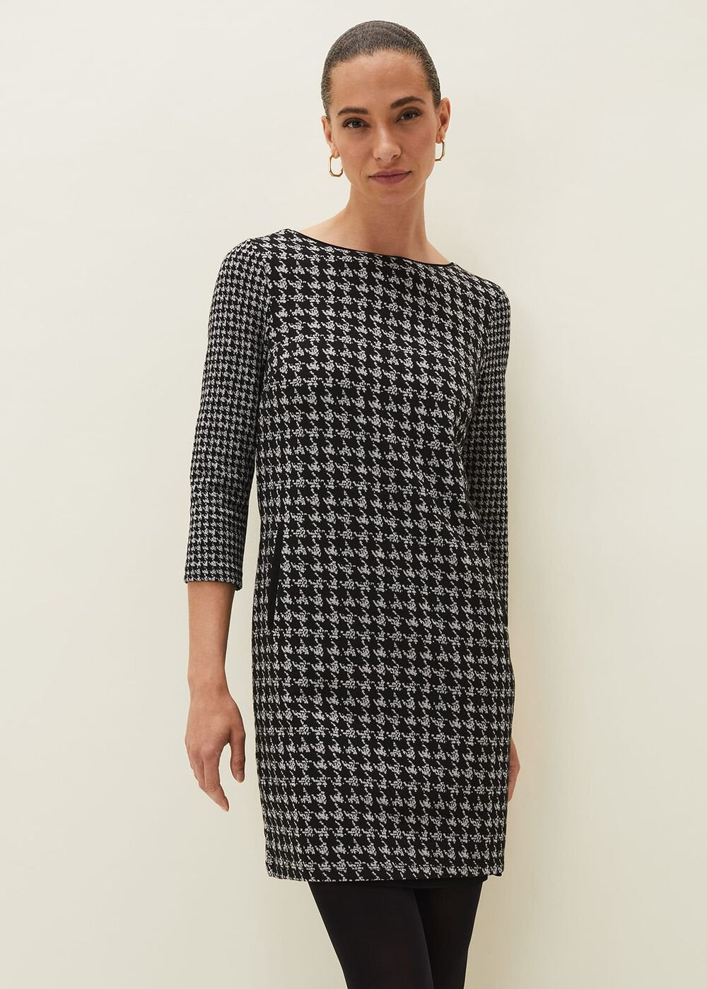Lenia Check Shift Dress - Black/Grey