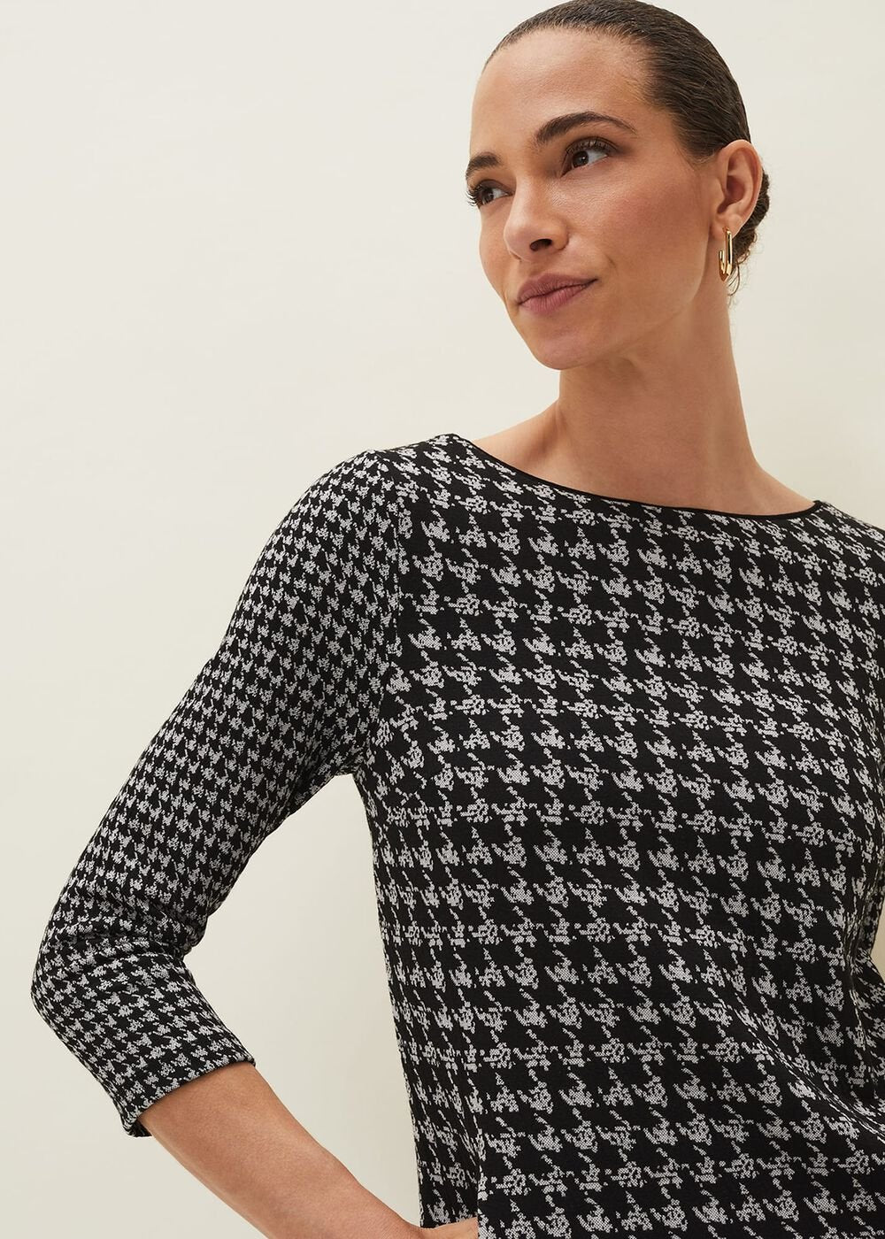 Lenia Check Shift Dress - Black/Grey