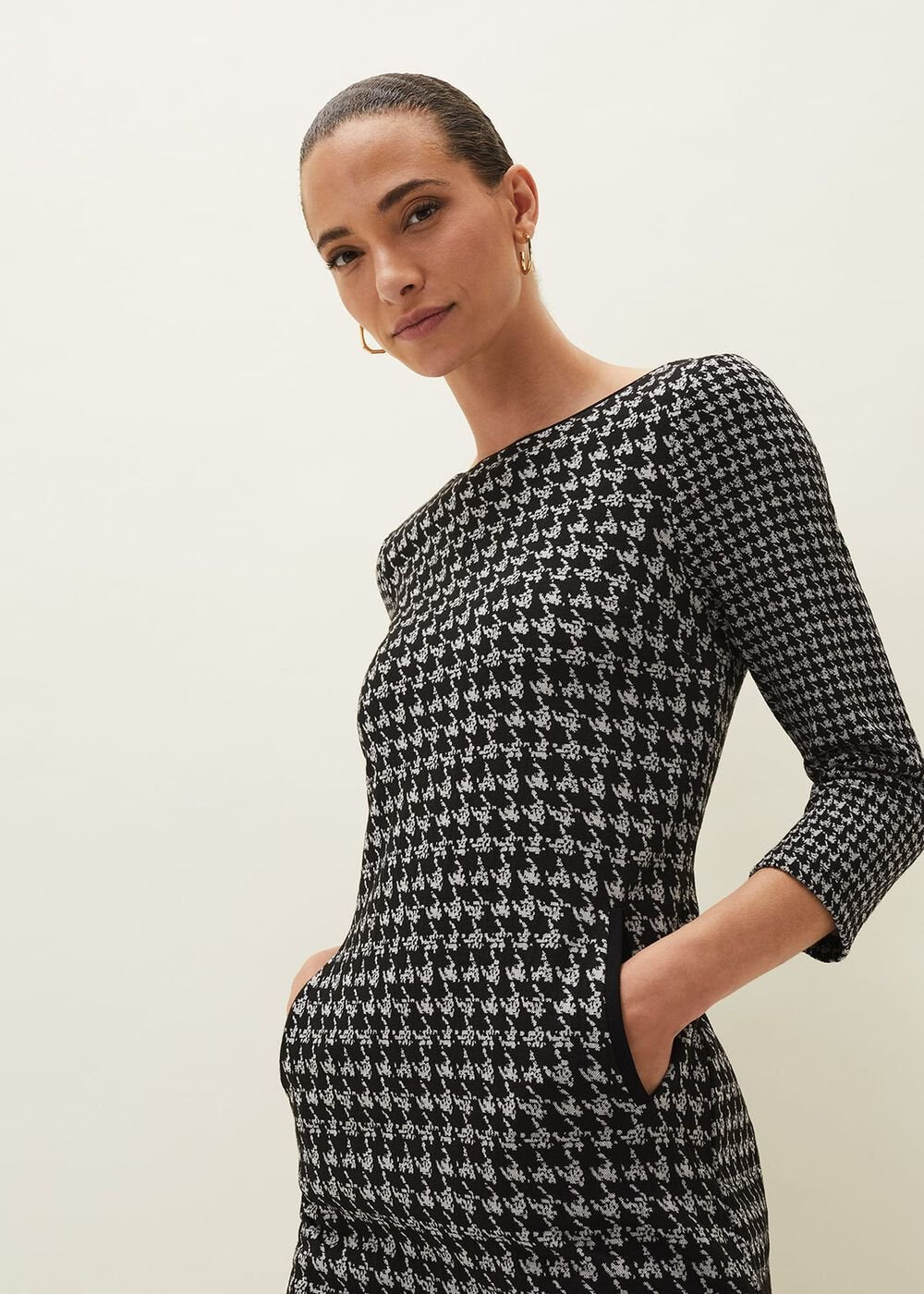 Lenia Check Shift Dress - Black/Grey