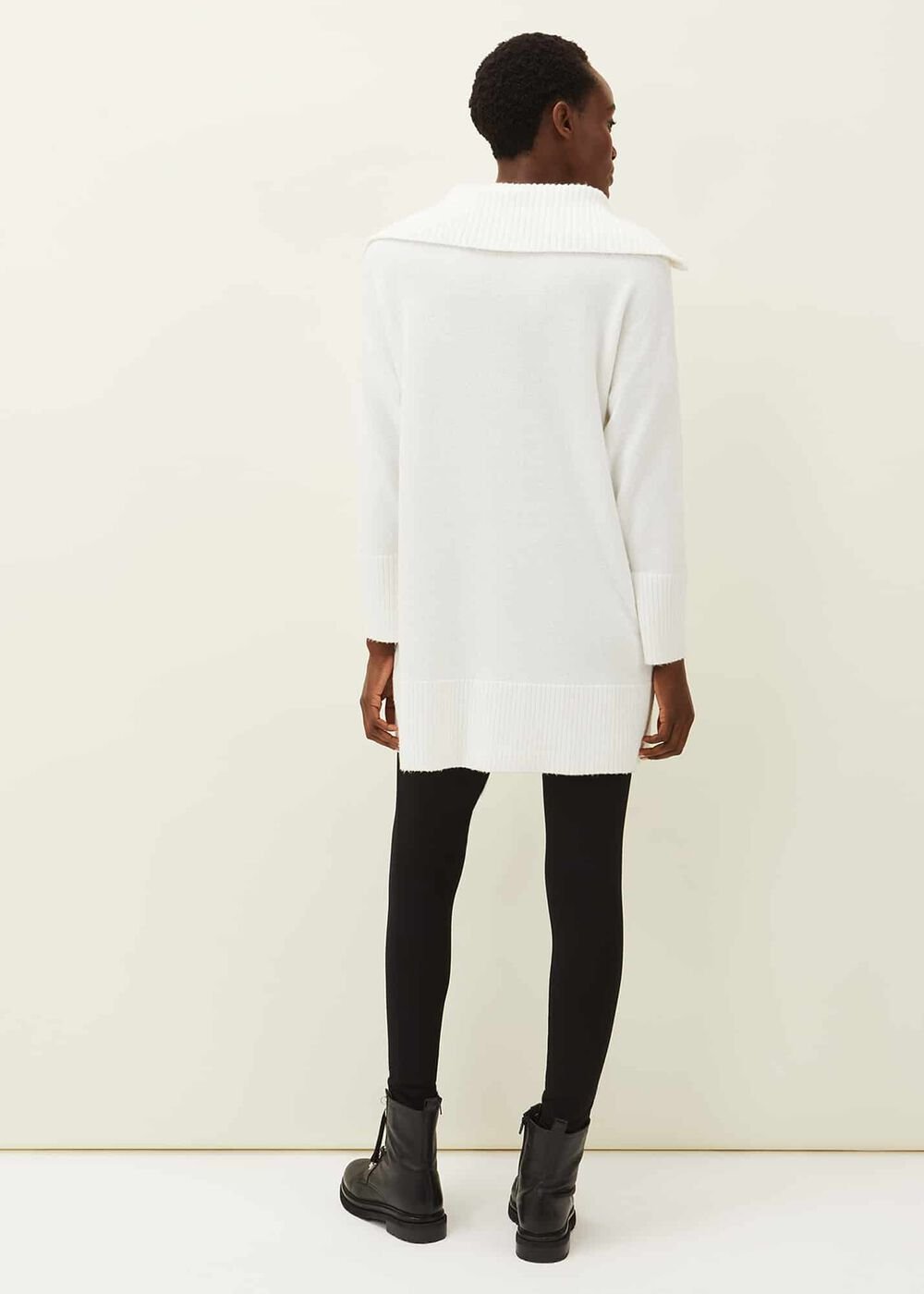 Isabella Zip Up Tunic Dress - Winter White