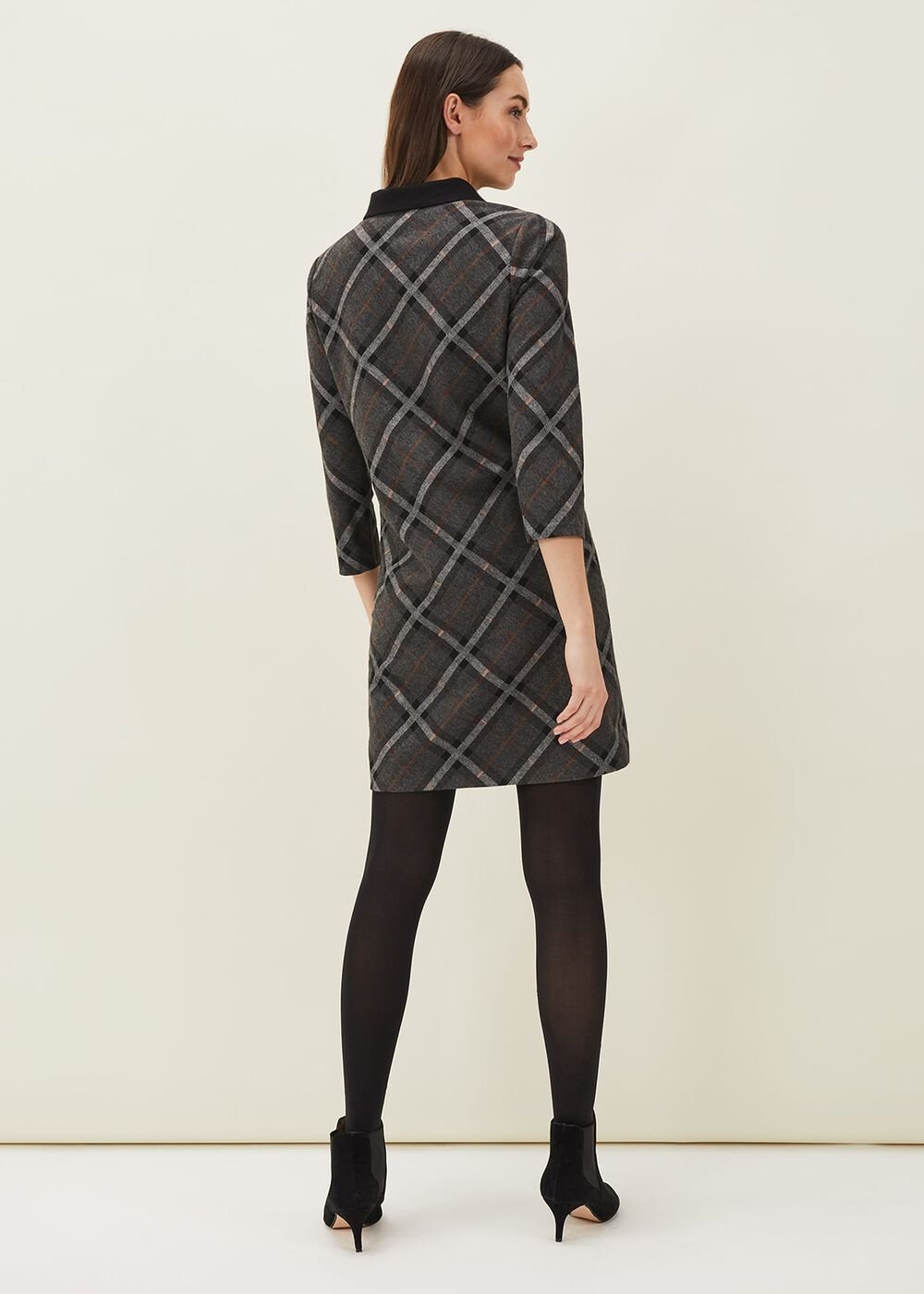 Rayia Check Tunic Dress - Black/Grey