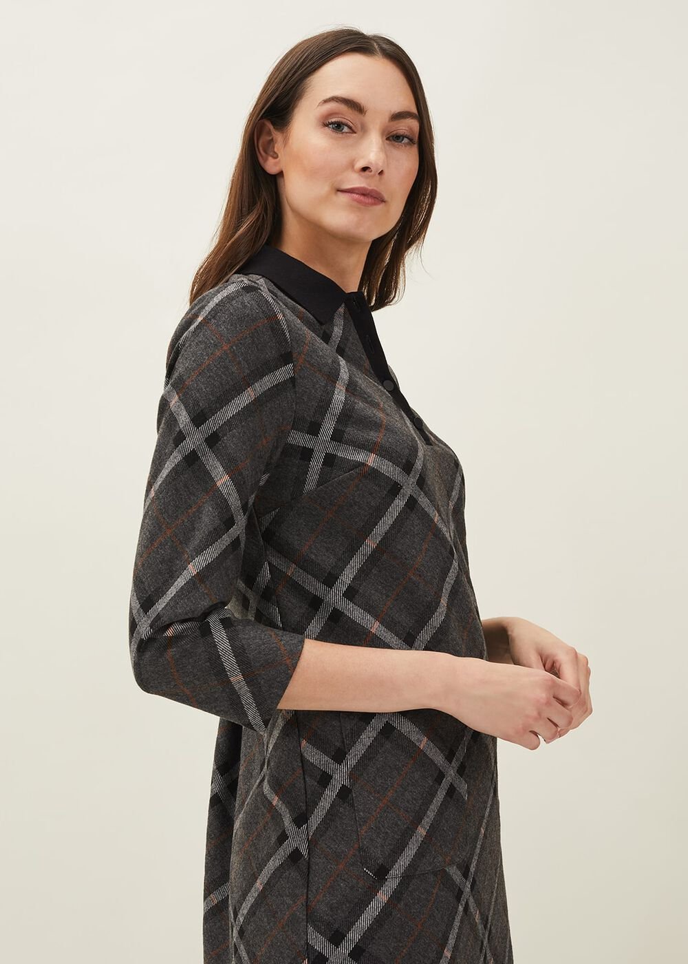 Rayia Check Tunic Dress - Black/Grey
