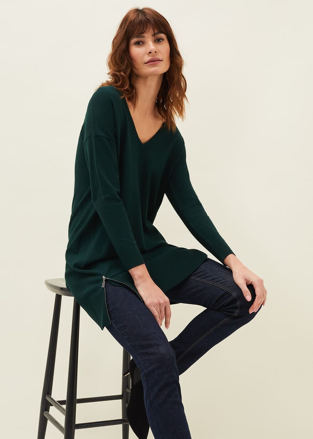 Skylar Knitted Tunic Dress - Forest