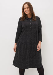 Mina Spot Jersey Dress - Black