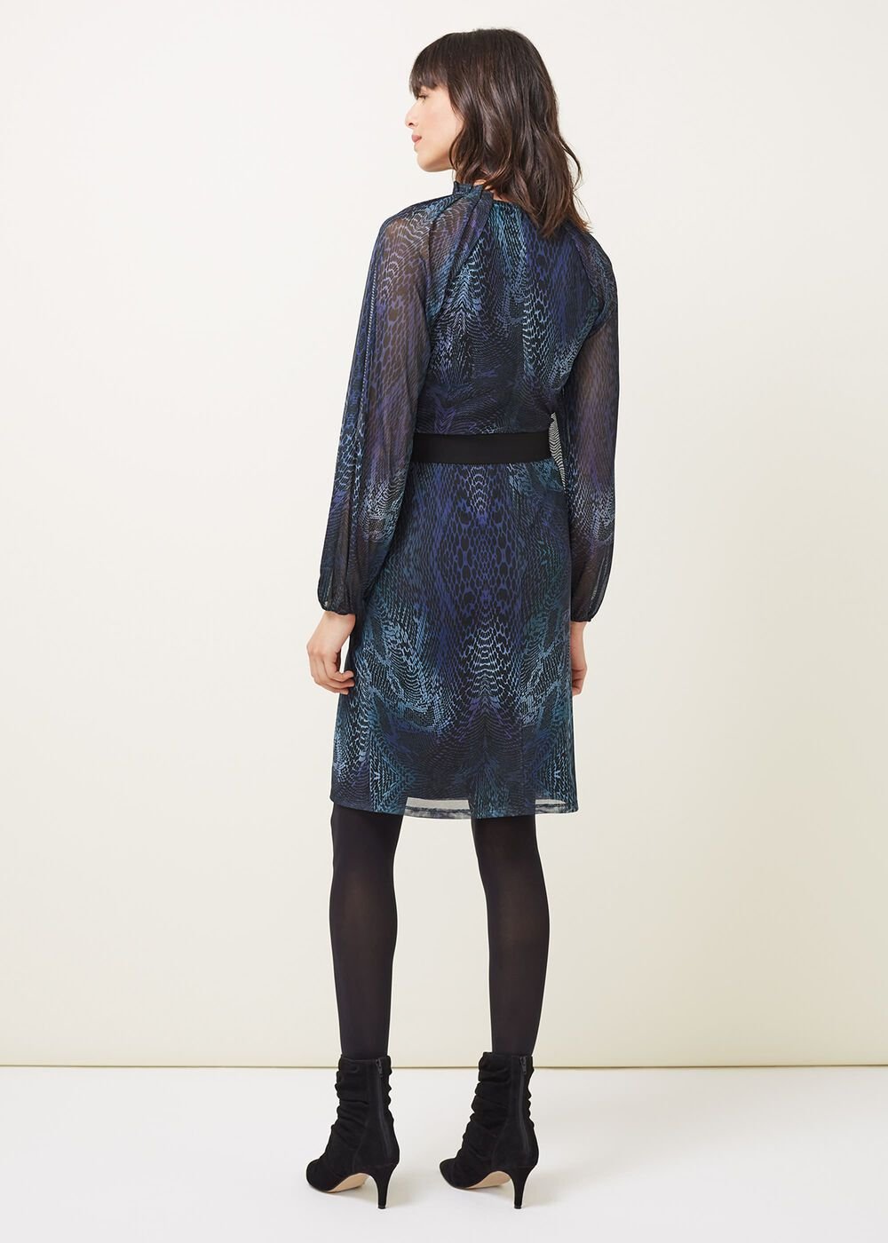Amelie Snake Print Dress - Teal/Black