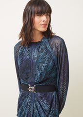 Amelie Snake Print Dress - Teal/Black