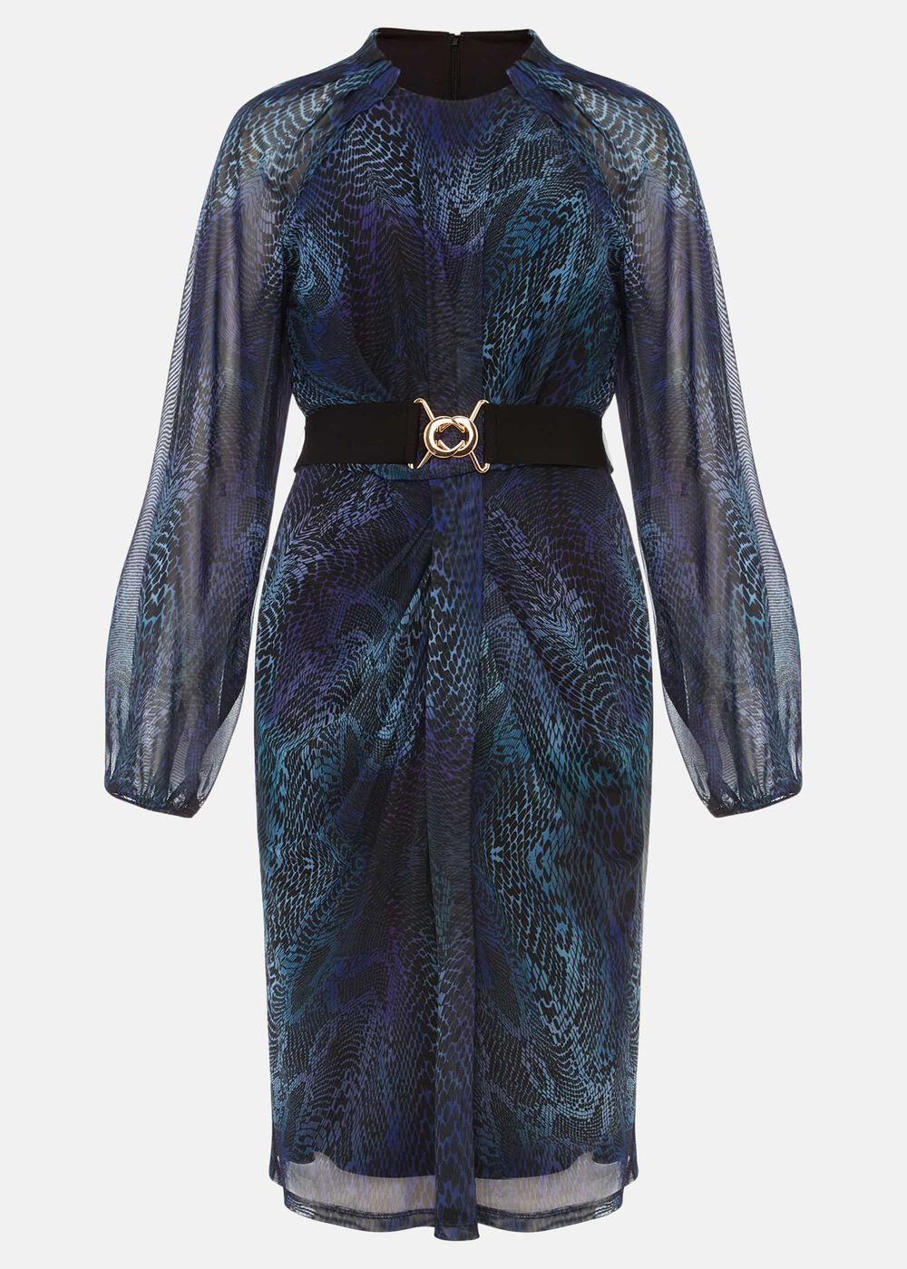 Amelie Snake Print Dress - Teal/Black