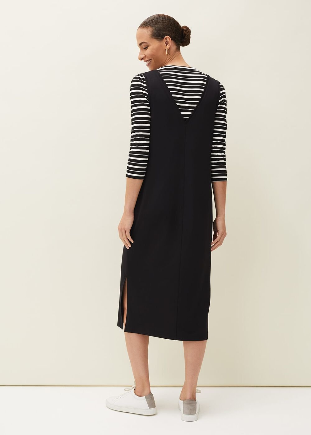 Catya Two Piece Stripe Top And Dress - Black