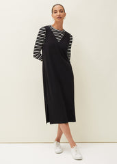 Catya Two Piece Stripe Top And Dress - Black