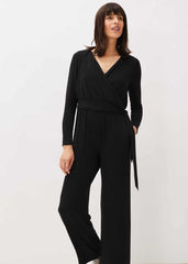 Zarra Wrap Wide Leg Jersey Jumpsuit - Charcoal