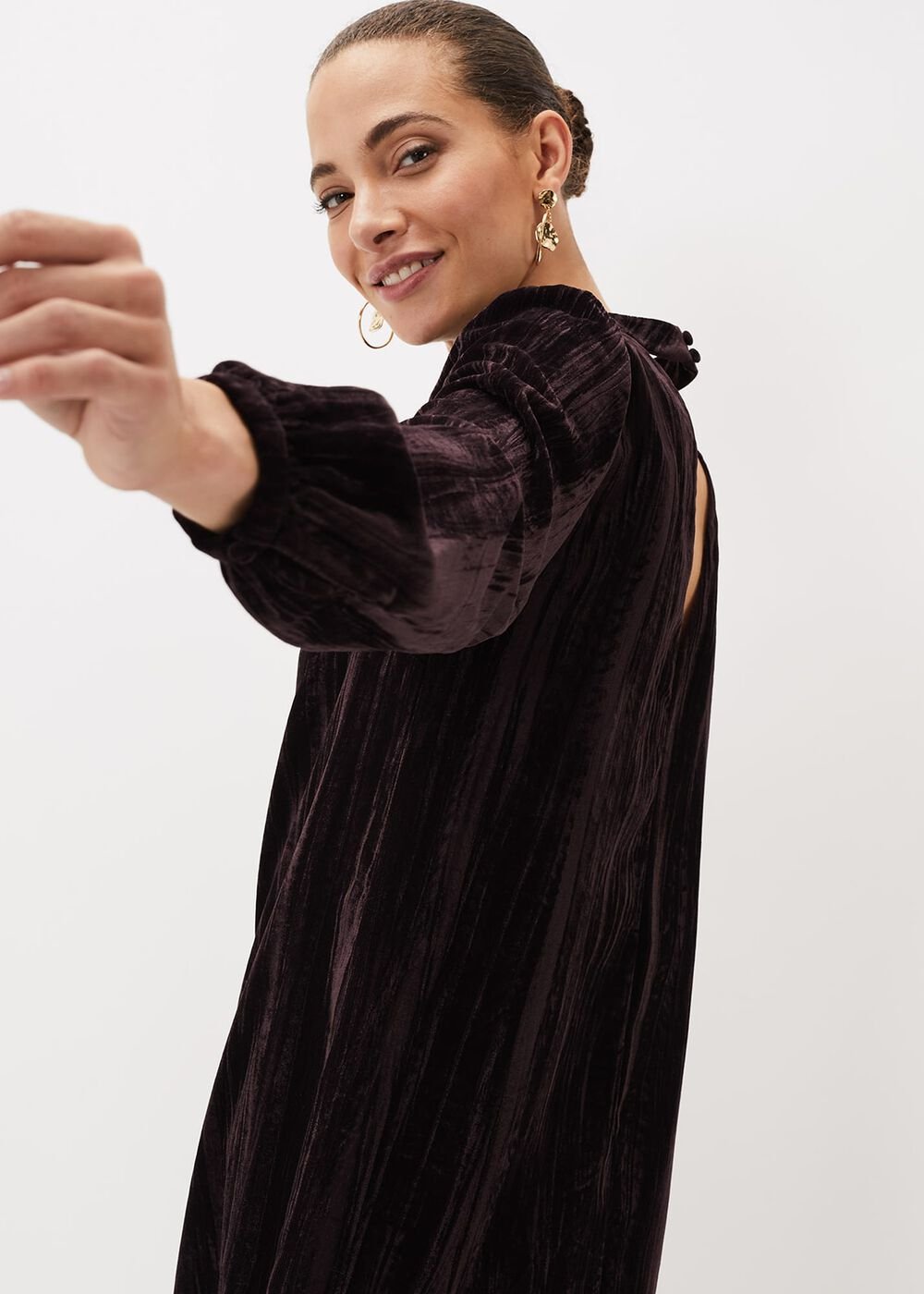 Jacinda Velvet Shift Dress - Aubergine