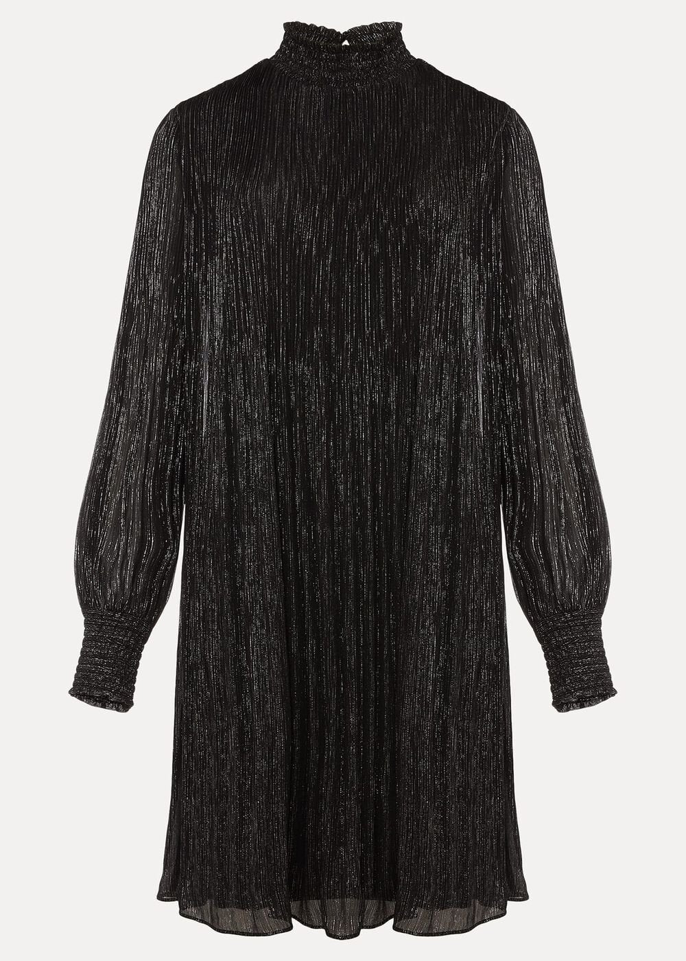 Elina Metallic Plisse Dress - Pewter