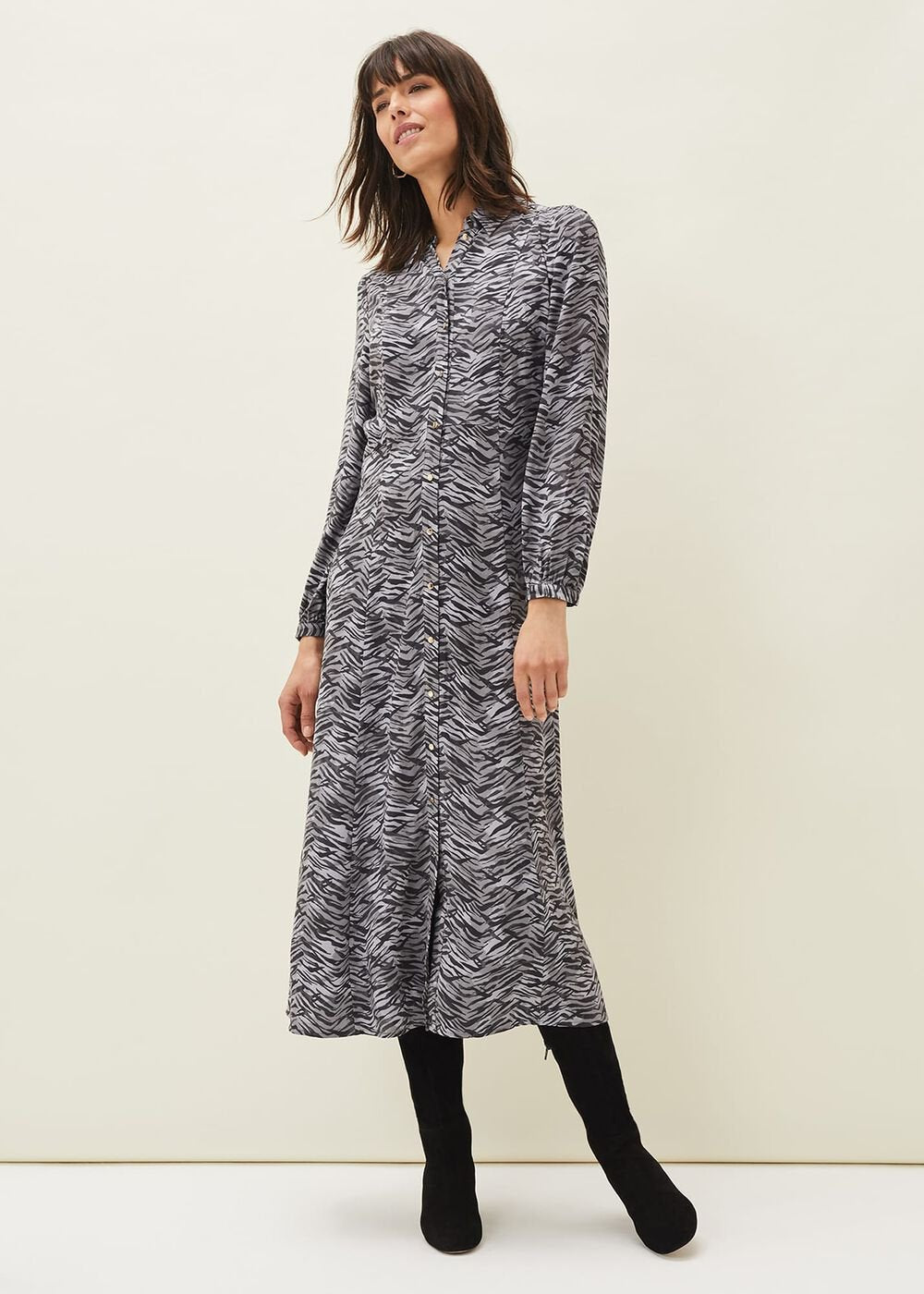 Amari Zebra Print Midaxi Dress - Multi-Coloured