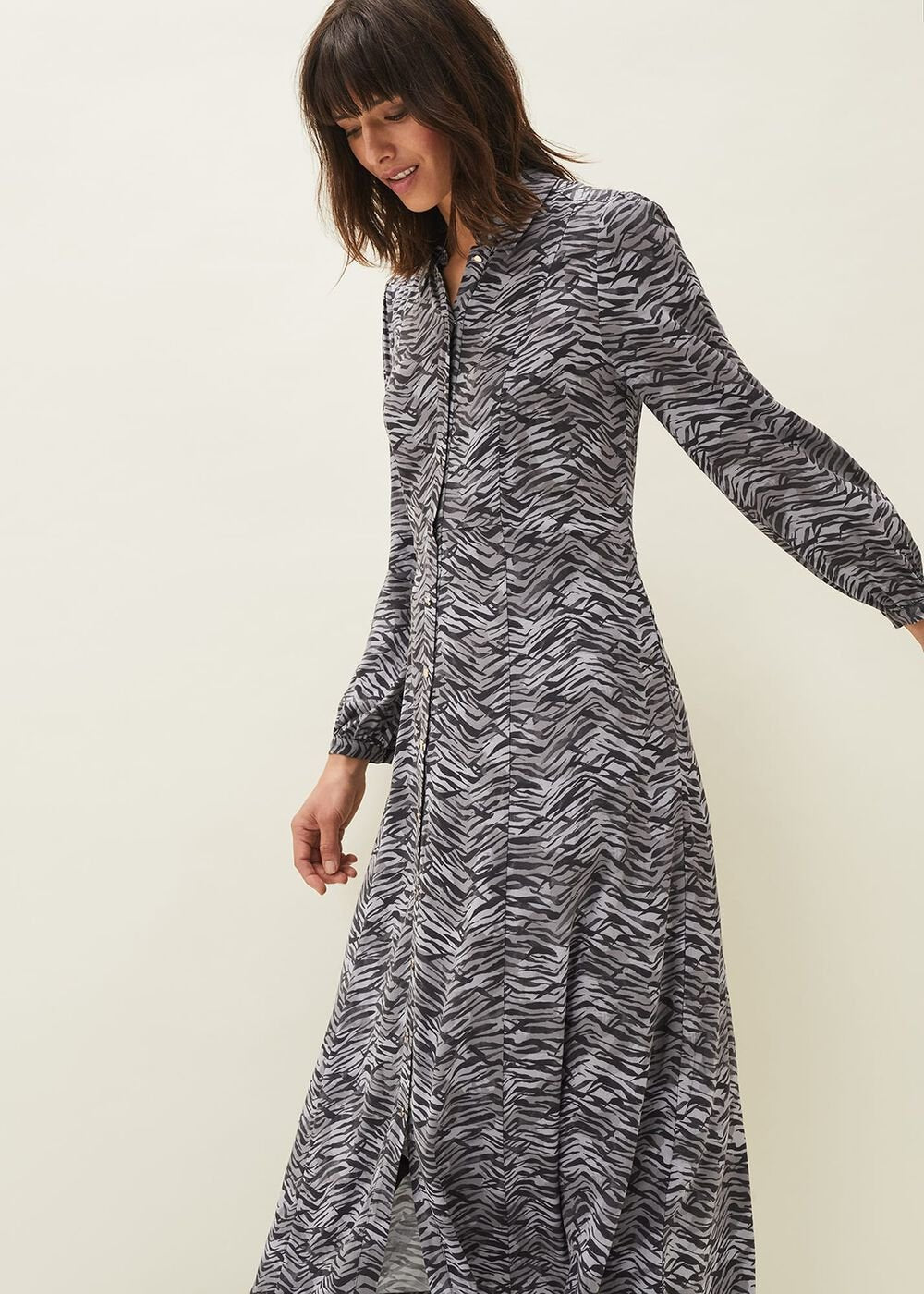 Amari Zebra Print Midaxi Dress - Multi-Coloured