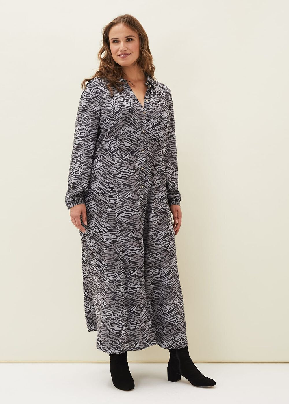 Amari Zebra Print Midaxi Dress - Multi-Coloured