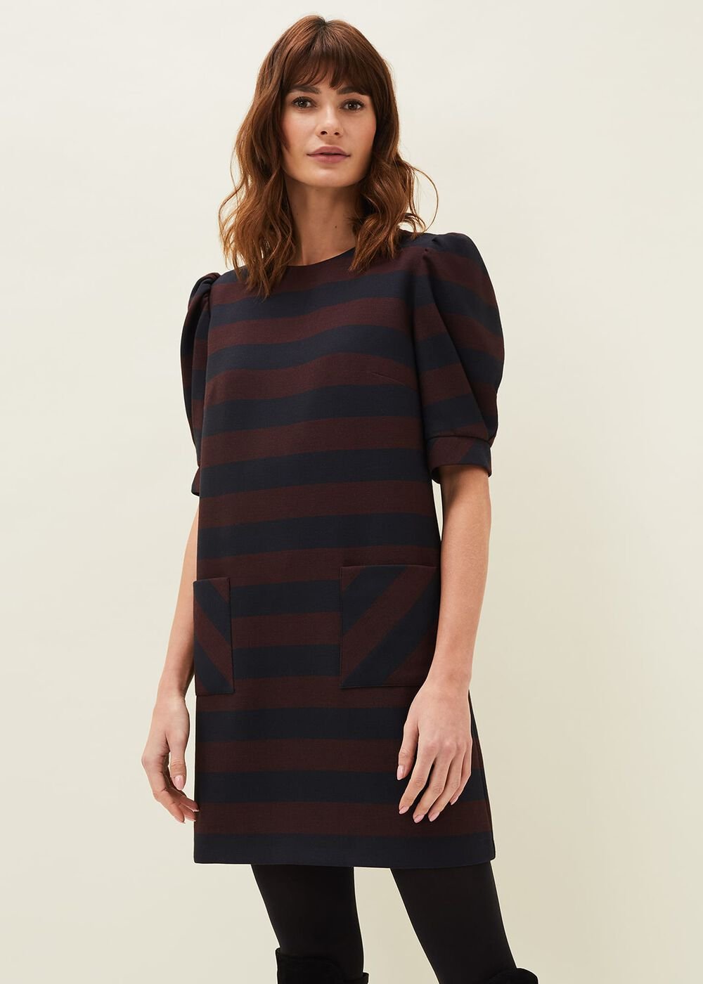 Maple Stripe Dress - Navy/Chestnut