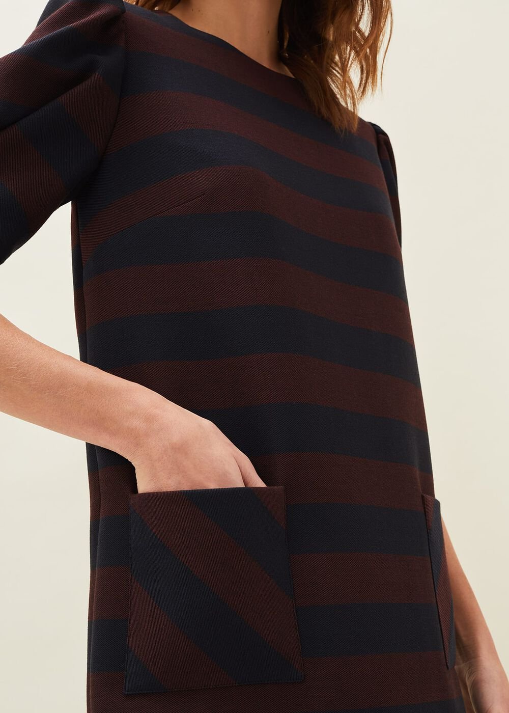 Maple Stripe Dress - Navy/Chestnut